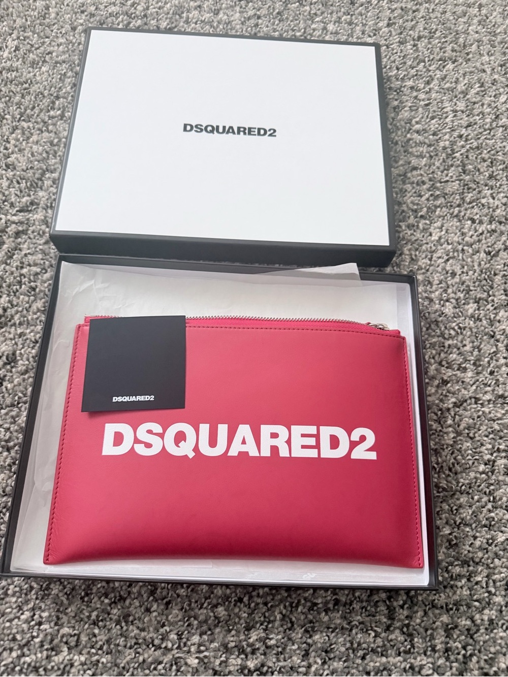 DSQUARED2 Red Logo Zip Pouch